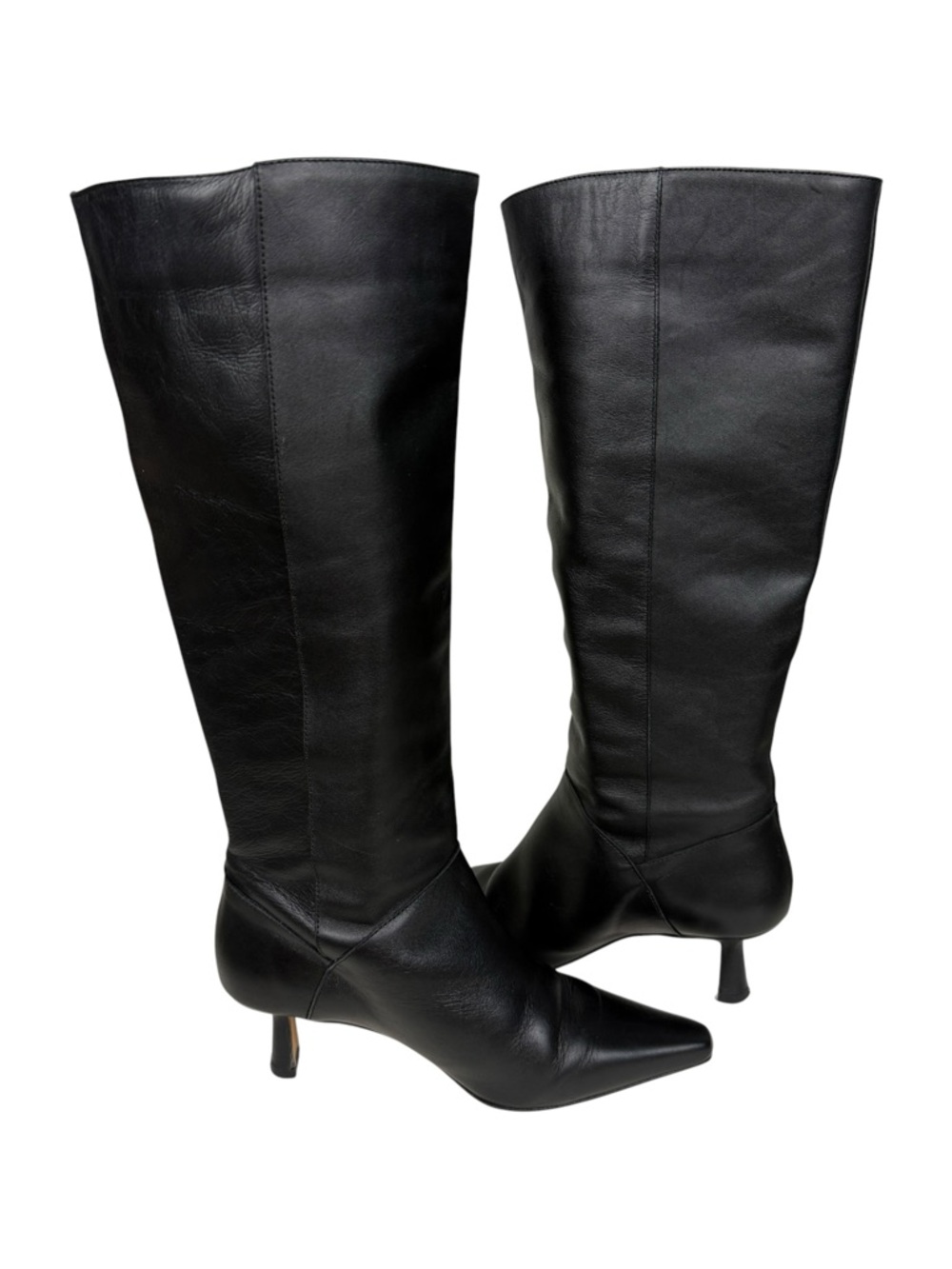 Anthropologie Pointed Toe Kitten Heel Knee High Boots - Picture 4 of 9